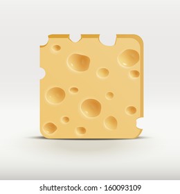 Realistic icon slice of cheese. Delicious product for web application or design. Vector illustration, eps 10, contains transparencies.