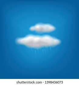 Realistic icon of weather forecast for web interfaces or mobile apps. Meteorology symbol of rainy weather with clouds. Vector illustration. 