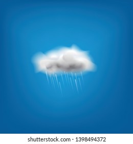Realistic icon of weather forecast for web interfaces or mobile apps. Meteorology symbol of rainy weather with clouds. Vector illustration. 