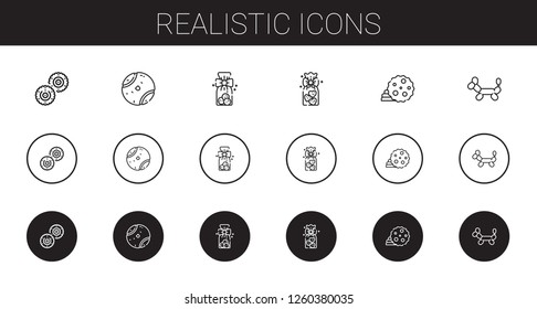 realistic icons set. Collection of realistic with biscuit, tennis ball, cookies, cookie, balloon modelling. Editable and scalable realistic icons.