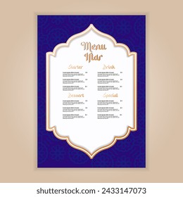 realistic iftar menu template, ramadhan holiday. vector illsutration