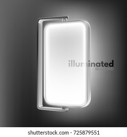 Realistic, illuminated billboard mockup. Outdoor advertising panel with light effect