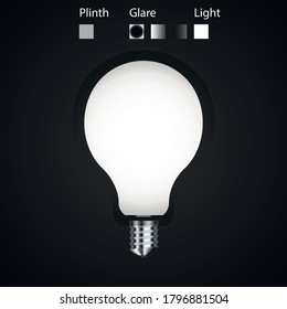 
Realistic illuminated light bulb on black background