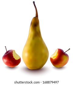 realistische Illustration von Äpfeln und Birnen - Vektorgrafik