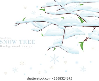 Realistic illustration of background with snow falling on tree branches | Winter scenery