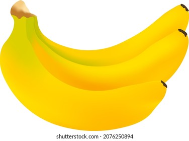 ilustración realista bananas, iconos vectoriales 3d. Banana aislada de fondo blanco, icono del plátano
