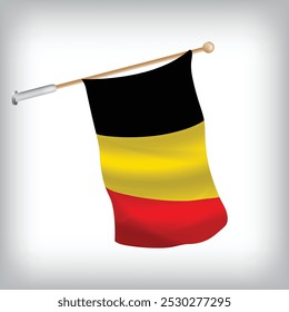 Realistic illustration of Belgium flags waving on the wall. The set is in the collection