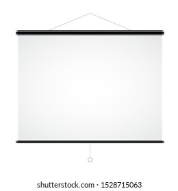 Realistic illustration of blank white projection screen with space for text - vector