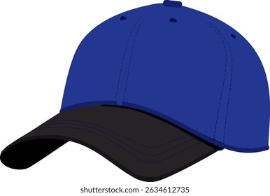 Realistic illustration of a blue and black hat with detailed textures and shadows. Fully editable and easy to customize. Ideal for fashion projects, branding, and mockups