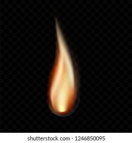 Realistic illustration of a candle flame, isolated on a transparent background - vector