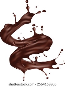 Realistic illustration of chocolate splash isolated white background