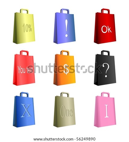 Realistic illustration collection of coloured packets for shopping - vector