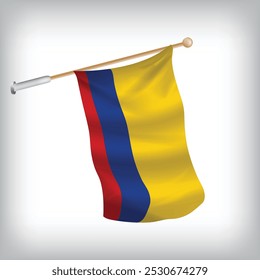 Realistic illustration of Colombia flags waving on the wall. The set is in the collection