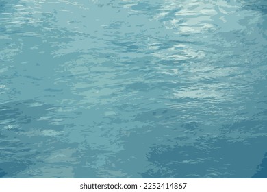 Ilustración realista del fondo de la superficie del río Danubio en los días soleados de invierno. Reflejo del resplandor solar en la superficie del agua con ondas características.