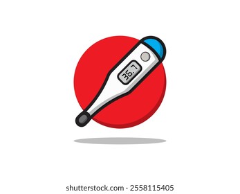 Realistic illustration design of digital thermometer, used to measure temperature more accurately, a tool for medical or research purposes, oval cone shape with white background and round shape