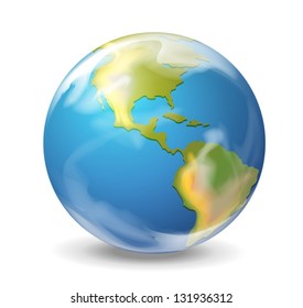 Realistic illustration of the Earth on white