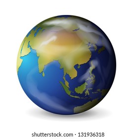 Realistic illustration of the Earth on white