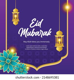 realistic Illustration of Eid said, Islamic vector design greeting card template with purple background