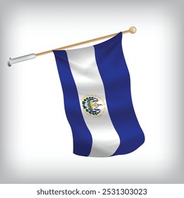 Realistic illustration of El Salvador flags waving on the wall. The set is in the collection	