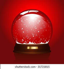 realistic illustration of an empty snowglobe over red (also available in blue)