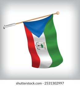 Realistic illustration of Equatorial Guinea flags waving on the wall. The set is in the collection	