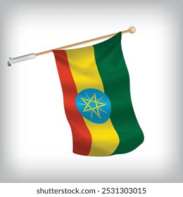 Realistic illustration of Ethiopia flags waving on the wall. The set is in the collection	