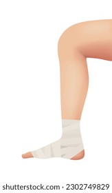 realistic illustration of first aid feet with bandages side view Ideal for catalogs, information and medication guides.