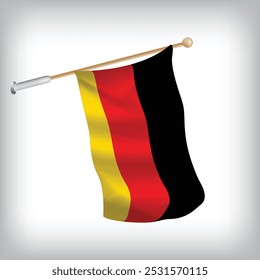 Realistische Illustration der Flaggen Deutschlands, die an der Wand wehten. Das Set befindet sich in der Sammlung