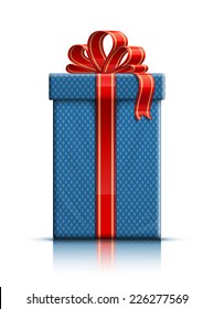 Realistic illustration of gift box with ribbon. Vector illustration