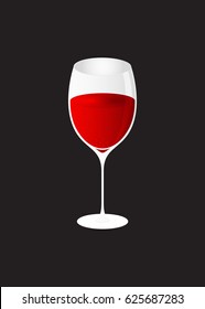 Realistic illustration of a glass of red wine 