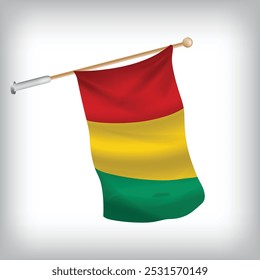 Realistic illustration of Guinea flags waving on the wall. The set is in the collection