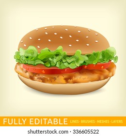 Realistic illustration of a hamburger