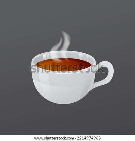 realistic illustration of hot tea or coffee served in a white cup icon symbol template vector