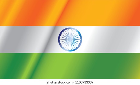 Realistic Illustration India Flag Waving Background Stock Vector ...