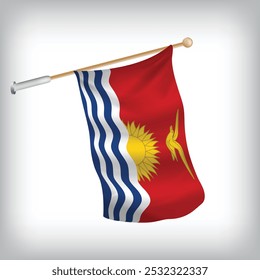 Realistic illustration of Kiribati flags waving on the wall. The set is in the collection