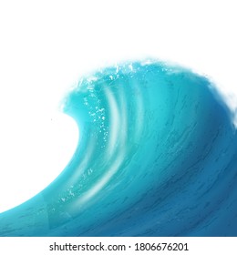 Realistic illustration of a large ocean wave. 