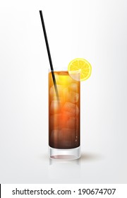 Realistic Illustration Of The Long Island Cocktail, Vector, EPS 10