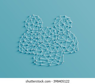 Realistic illustration of a made by a figure icon pins and strings, vector