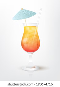 Realistic illustration of the Malibu Sunset  cocktail, vector, EPS 10