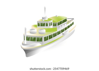 Realistic illustration of a passenger motor ship in 3D style.