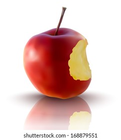 realistic illustration of red apple - vector illustration