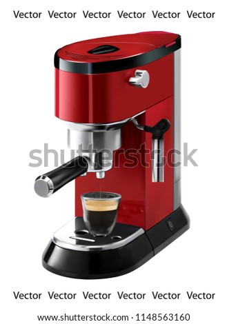 Realistic illustration of red coffee maker - vector