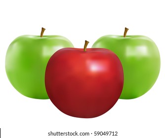 Realistic illustration of the ripe apples isolated over white