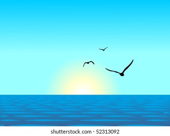 Realistic illustration of sea landscape - vector