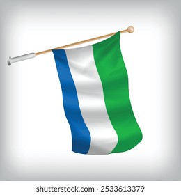 Realistic illustration of Sierra Leone flags waving on the wall. The set is in the flag collection