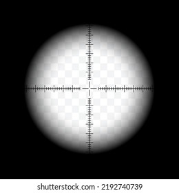 Eine realistische Illustration einer Sichtweise durch den Umfang einer verzweifelten Gewehre. Crosshair auf transparentem Hintergrund - Vektorgrafik