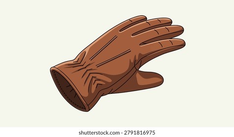 Realistic illustration of a single protective brown leather glove, representing manual labor, construction, gardening, or safety equipment for industrial work.