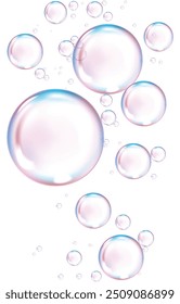 Realistic illustration of soap bubbles in tranparent background