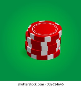 Realistic Illustration of Stack Red Poker Casino Chips 