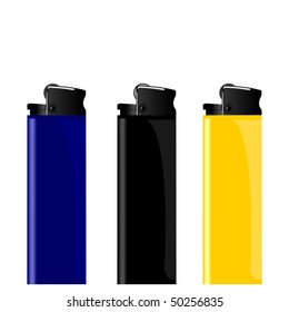 Realistic illustration three colored lighter - vector